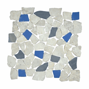 Pure Marble Weave - Mix White + Grey + Glass Blue